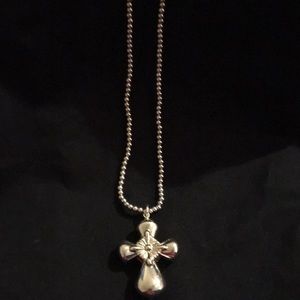 Real sterling silver beaded neckless with cross